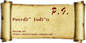 Petró Iván névjegykártya