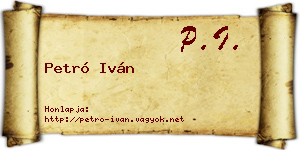 Petró Iván névjegykártya